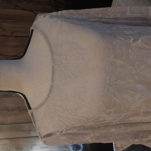 Sundance Gray Sheer Floral Lace Top Tunic Boho Bohemian Flowy Blouse Size L - Picture 2 of 9